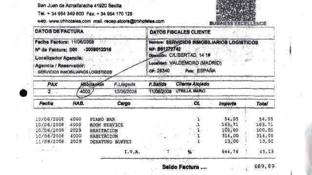 Púnica pagó una noche en suite nupcial y el piano bar al alcalde de Sevilla la Nueva