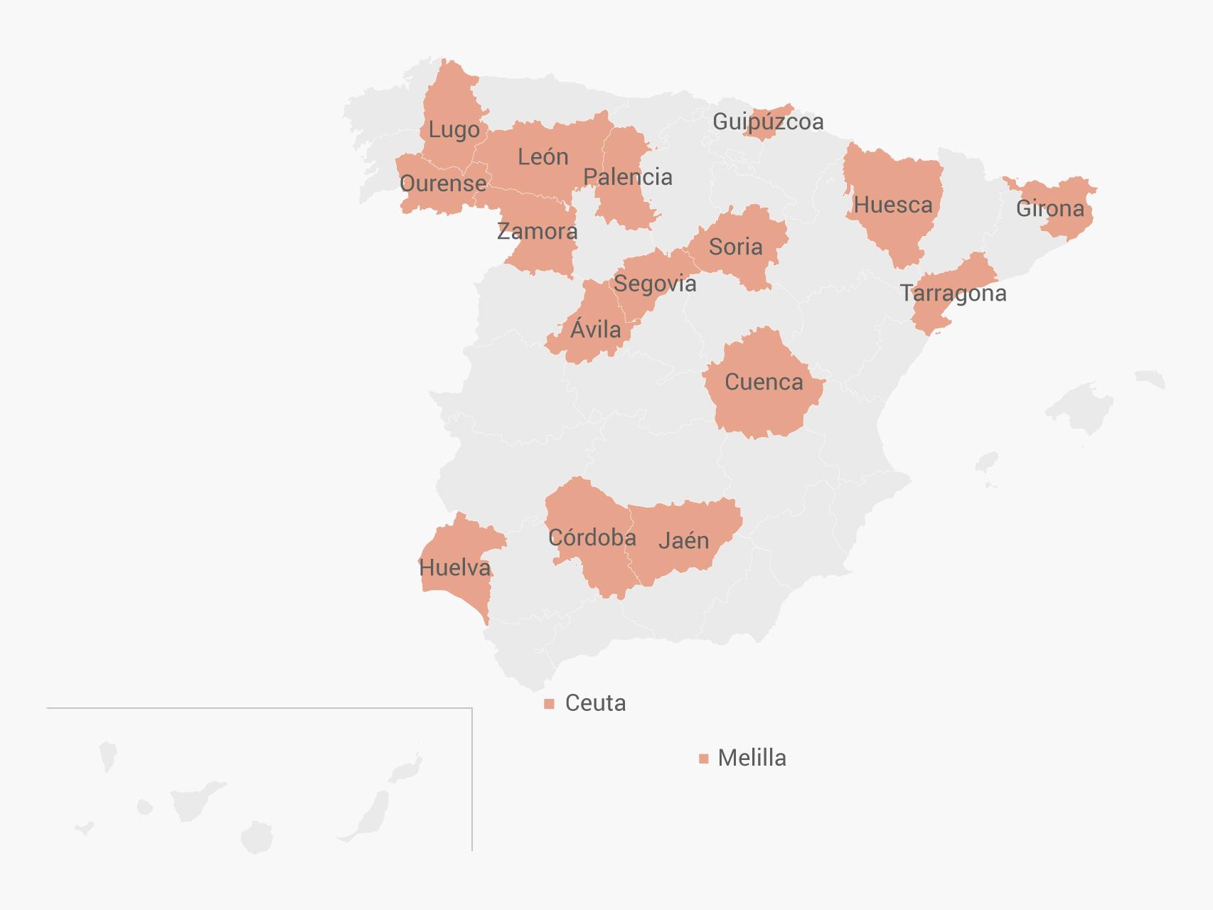 Provincias a las que no llegará la caravana de los cuatro principales partidos.