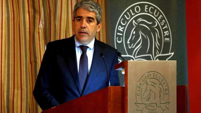 El cabeza de lista de CDC para el 26-J, Francesc Homs, este martes en Barcelona.