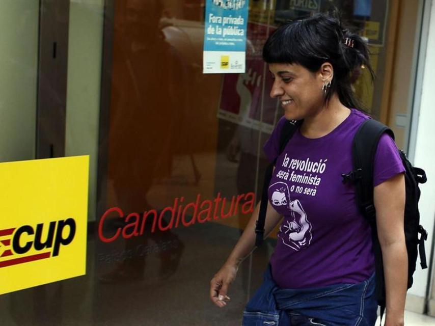 Anna Gabriel a su llegada este martes a la sede de la CUP