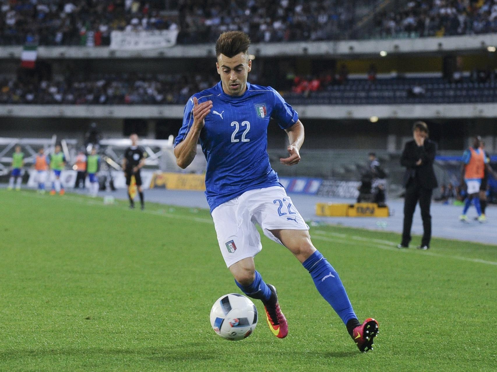 Stephan El Shaarawy en acción en un amistoso contra Finlandia.