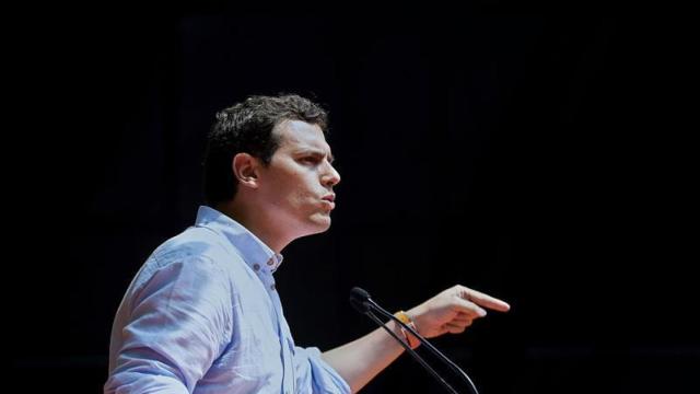 Rivera, durante el mitin de C's en Barcelona.