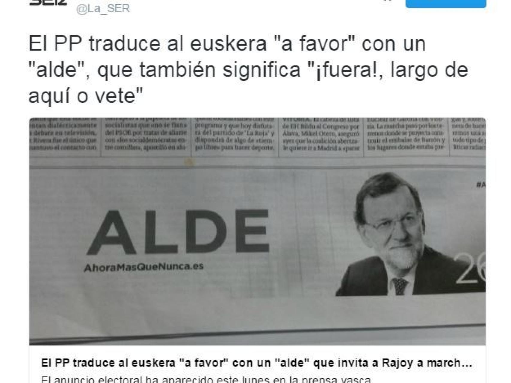 El anuncio que salía hoy en la prensa vasca