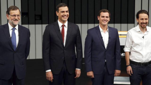 Los líderes de los principales partidos políticos en el debate a cuatro.