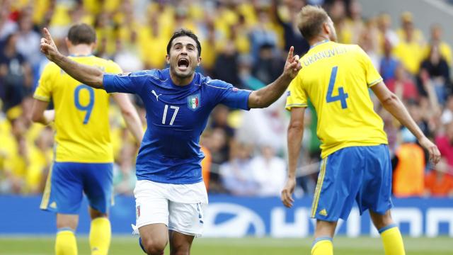 Eder celebra su gol ante Suecia.