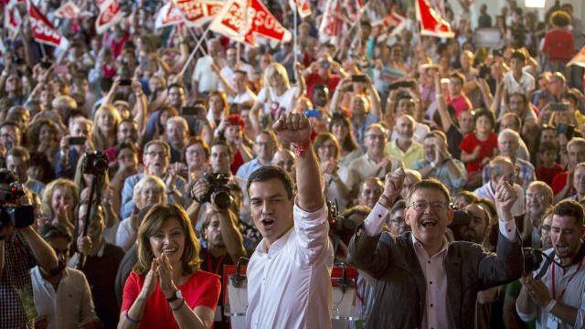 Sánchez , durante su mitin en Valencia.