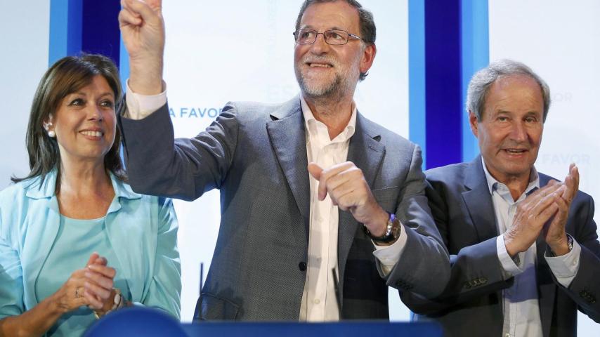 Mariano Rajoy en Lérida junto a Dolors López y José Ignacio Llorens.