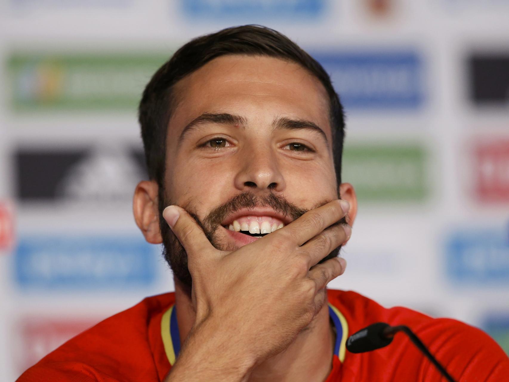 Jordi Alba durante la rueda de prensa previa a los octavos contra Italia.