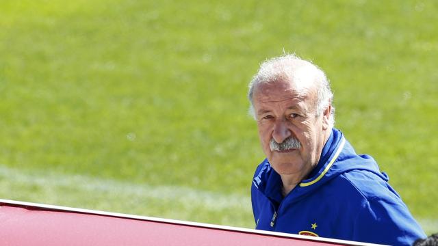 Vicente del Bosque, en un entrenamiento.