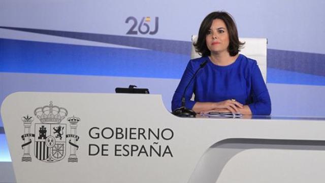Soraya Sáenz de Santamaría, en la rueda de prensa del escrutinio del 26J.
