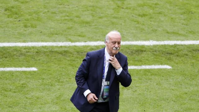 Vicente del Bosque, durante el encuentro frente a Italia.