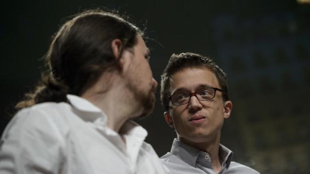 Pablo Iglesias e Íñigo Errejón este domingo en Madrid.