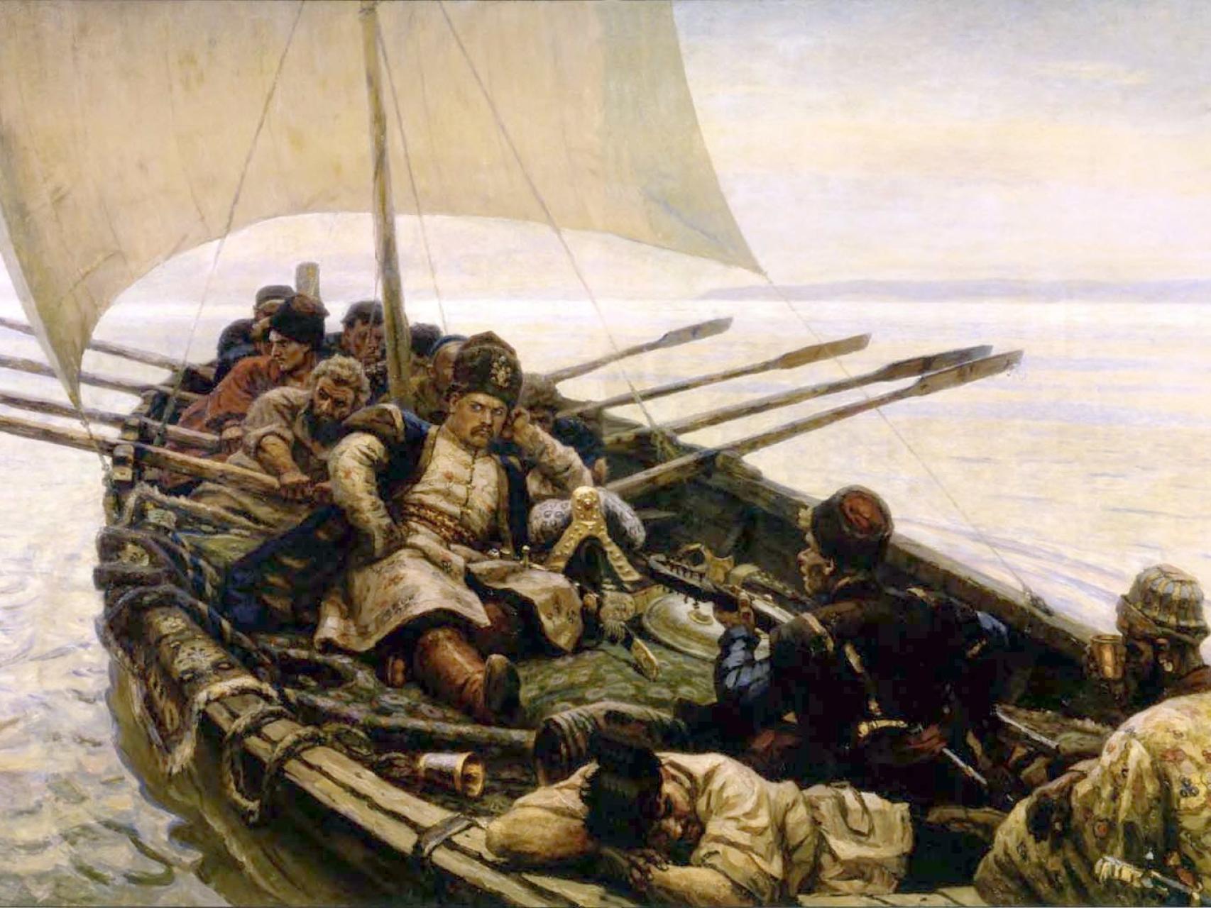 Representación del barco Caspian, del siglo XVII.