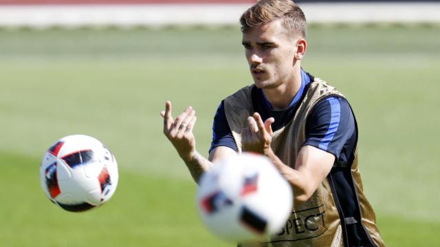 Griezmann en un entrenamiento con Francia.