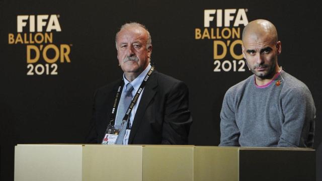 Del Bosque y Guardiola, durante la gala del Balón de Oro de 2012.