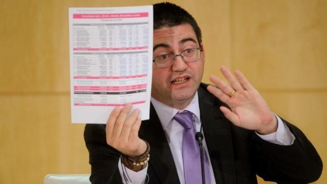 Carlos Sánchez Mato en la presentación de los presupuestos de Madrid.