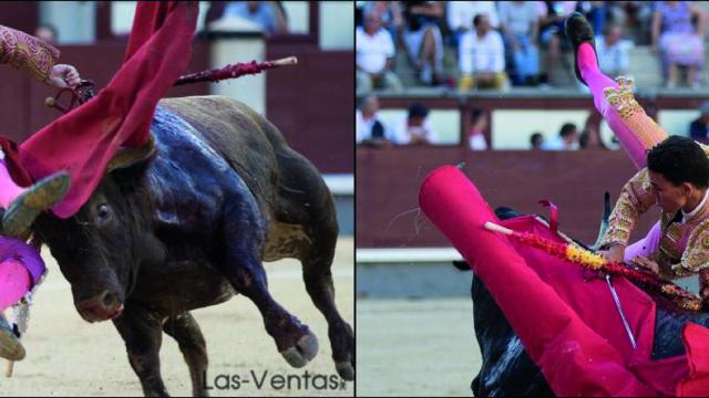 Imagen de dos cogidas en Las Ventas.