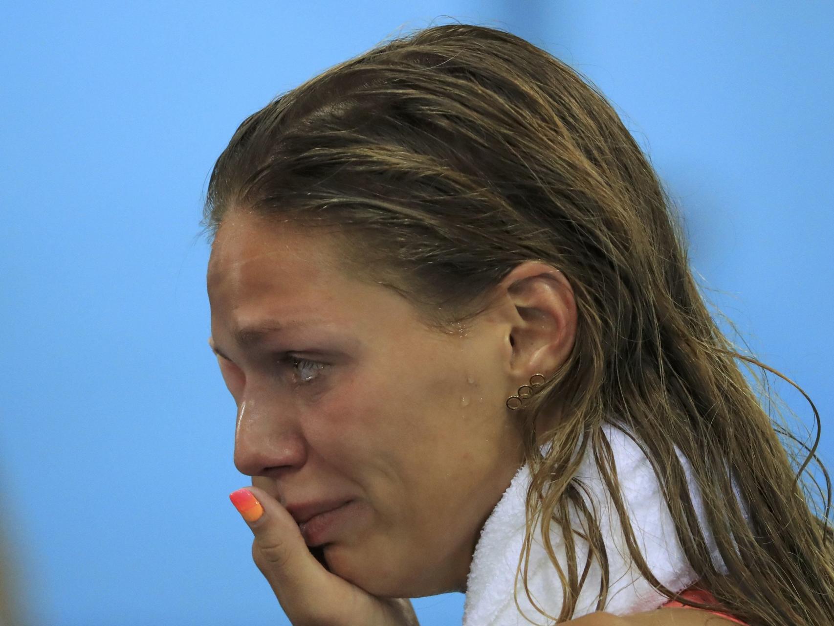 Yulia Efimova, tras conseguir la plata en 100 metros braza.