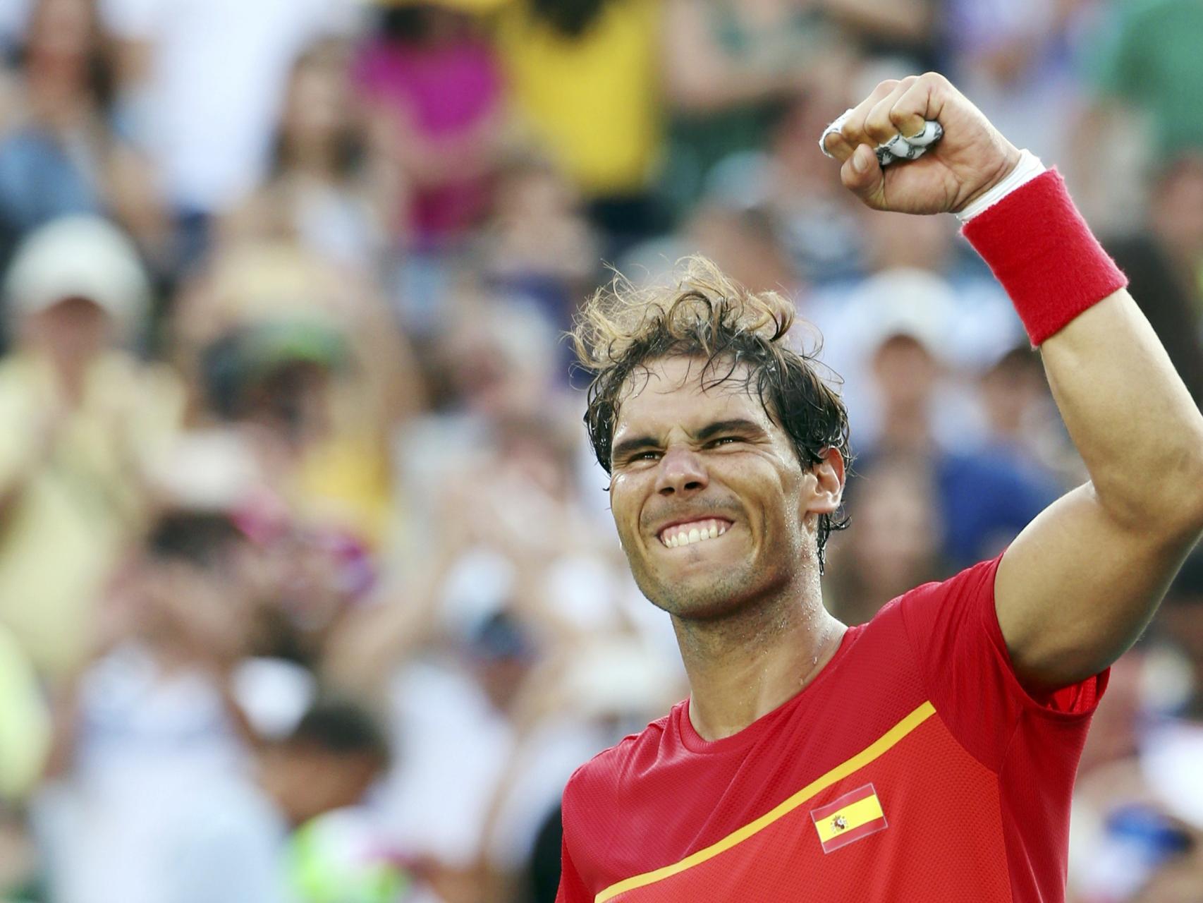 Nadal celebra su victoria en Río.