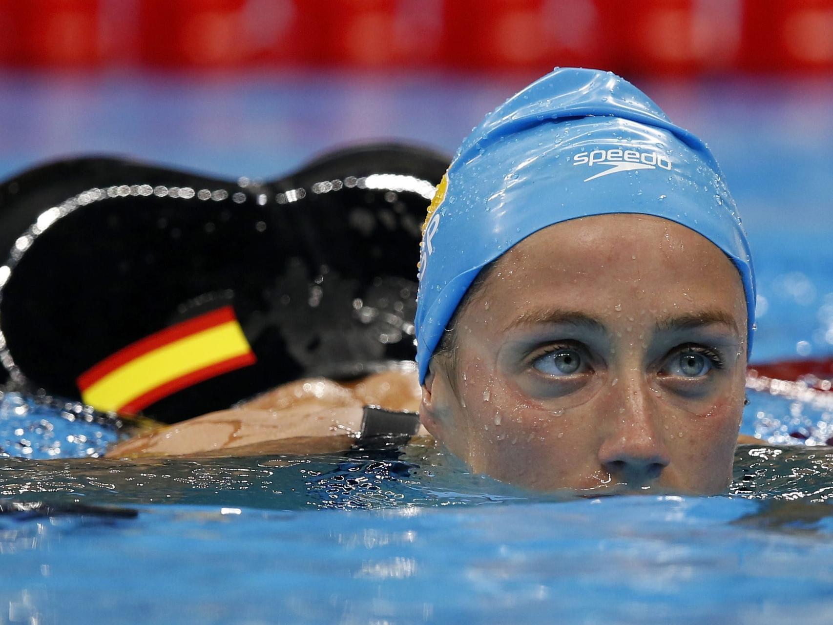 Belmonte sale da la piscina tras quedar cuarta en la final de los 800 metros libres.
