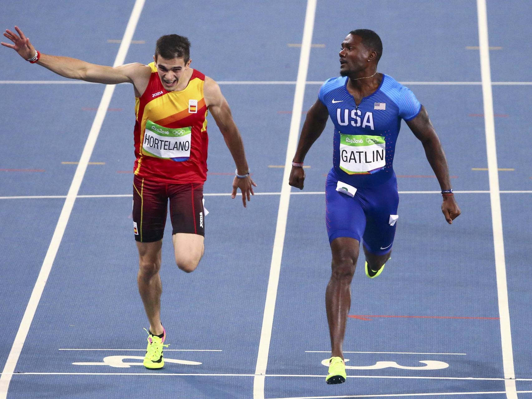 Hortelano y Gatlin en los metros finales.