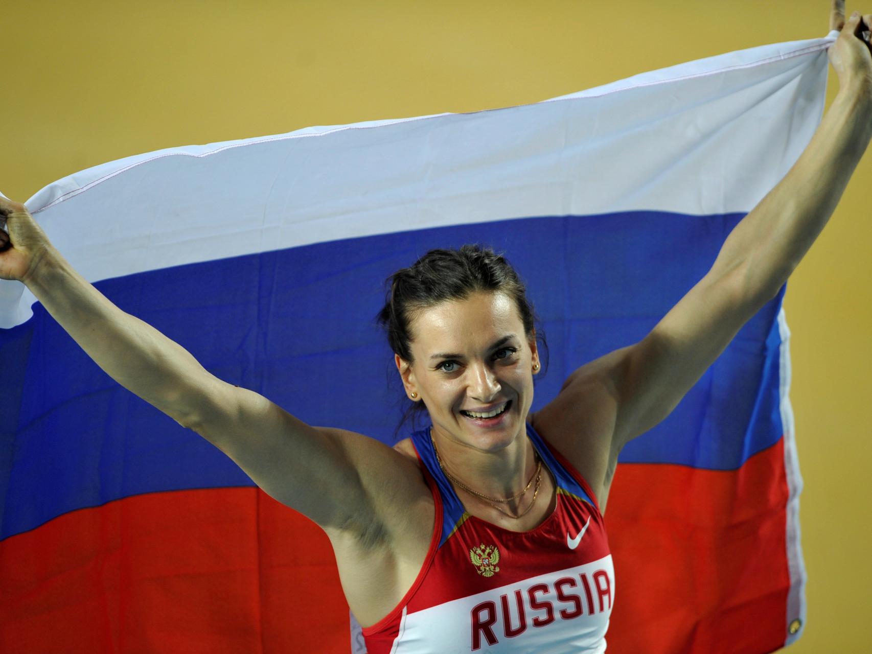 Isinbayeva en salto de pértiga.