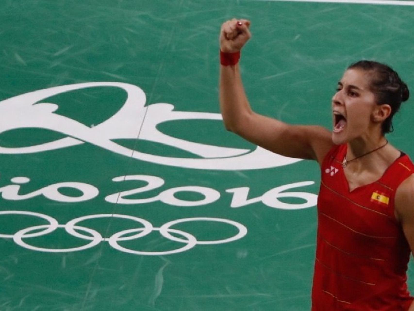 Marín celebra un punto ante la india Pusarla.