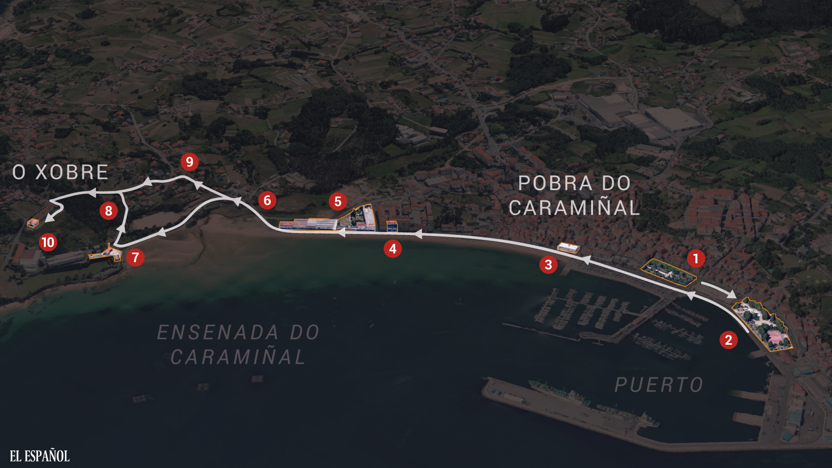 Mapa del recorrido realizado en A Pobra.