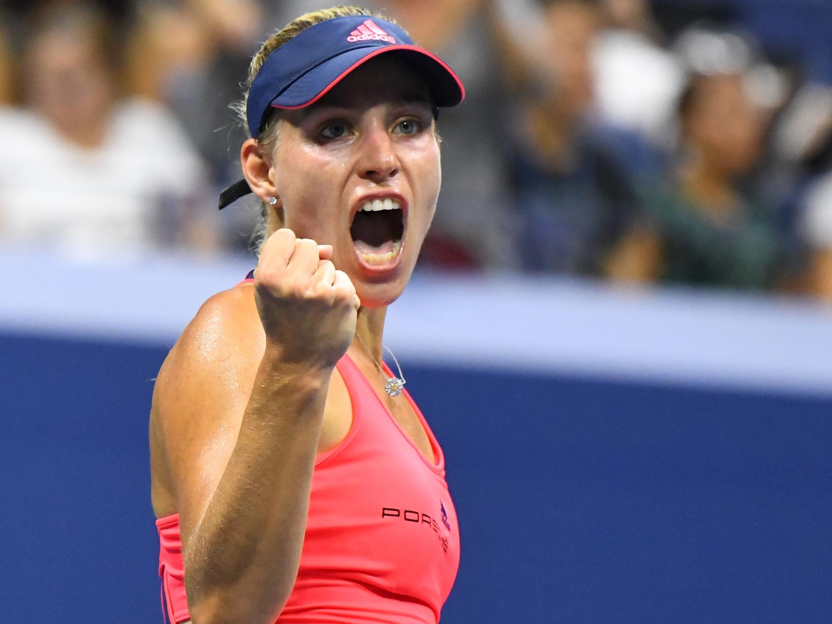 Angelique Kerber celebra su victoria contra Caroline Wozniacki.