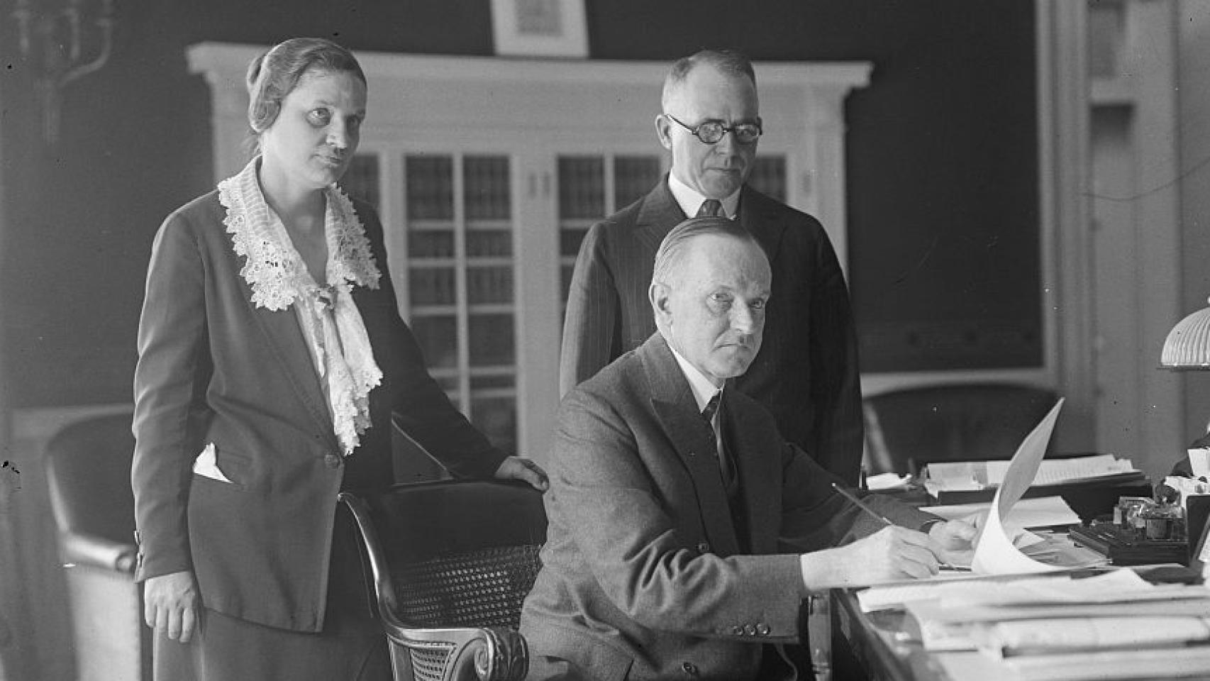 Con el presidente Calvin Coolindge, en el Despacho Oval.