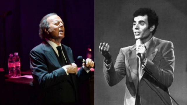 Julio Iglesias en la actualidad y durante su participación en Eurovisión en 1970.