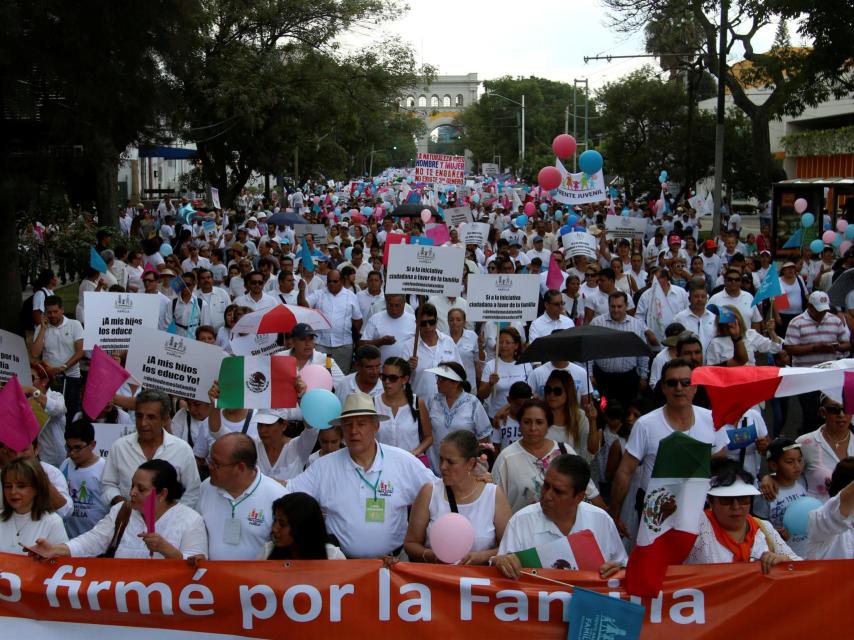 Una manifestación contra el matrimonio gay en Guadalajara, México.