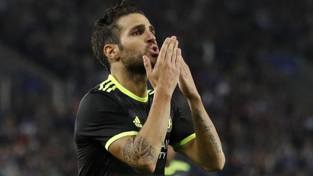 Cesc Fábregas celebra un gol con el Chelsea.