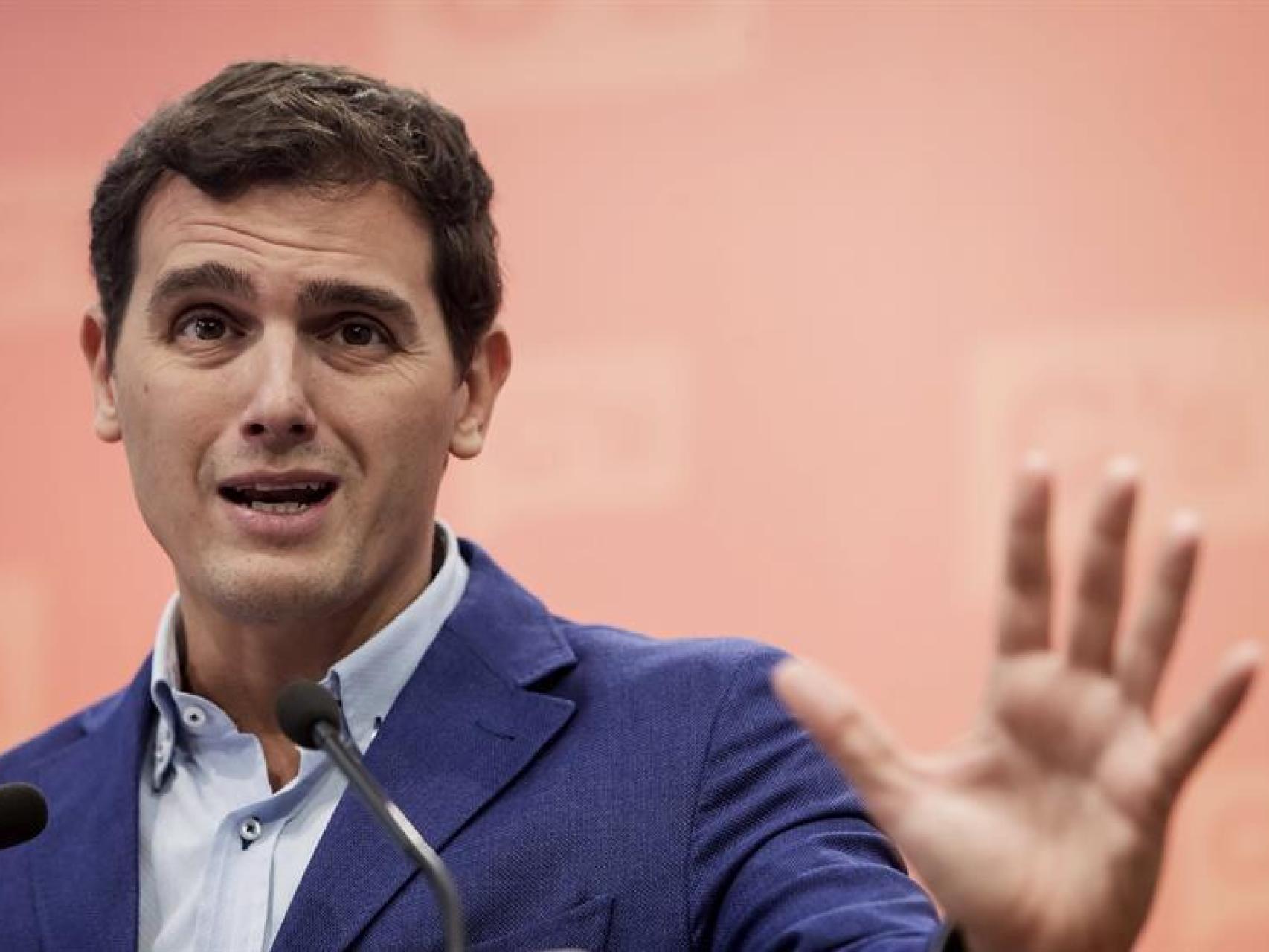 El presidente de Ciudadanos, Albert Rivera, en la sede del partido
