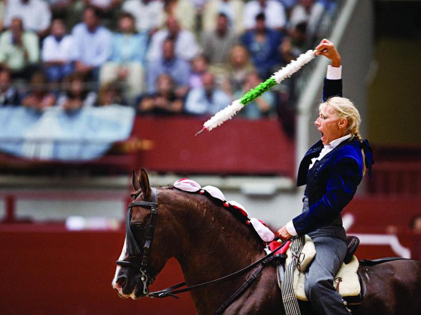 La rejoneadora francesa Marie Leconte