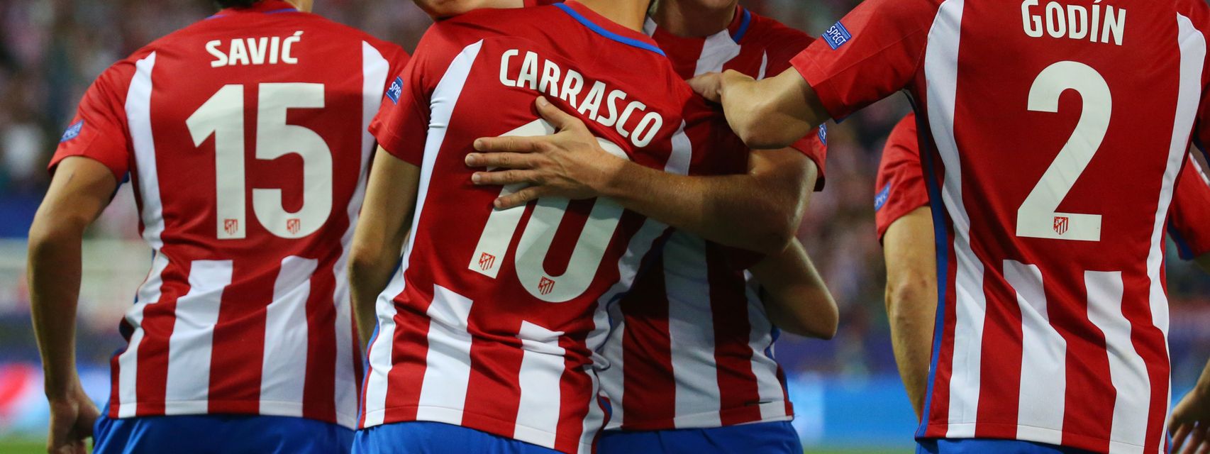 Los jugadores del Atlético de Madrid celebran un gol.