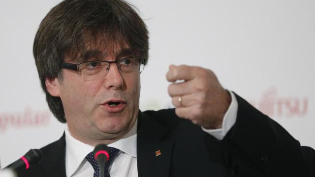 El presidente de la Generalitat Carles Puigdemont, durante una conferencia en Madrid.