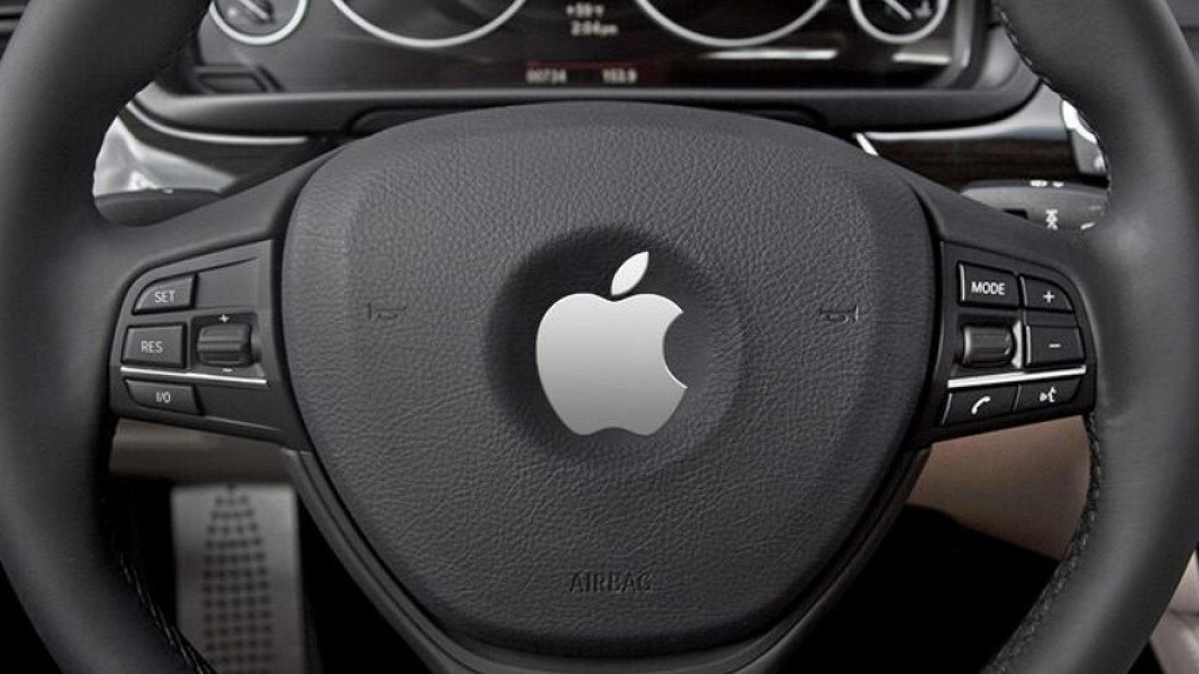 Volante del Apple Car en un concepto.
