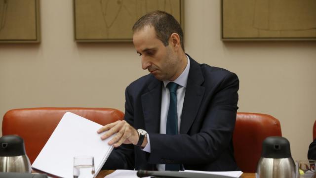 El presidente del FROB, Jaime Ponce, durante su comparecencia hoy ante la Comisión de Economía.