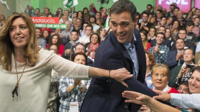 Susana Díaz y Pedro Sánchez en un mitin en Andalucía.