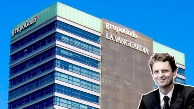 Carlos Godó y una imagen de sede del grupo de comunicación catalán.