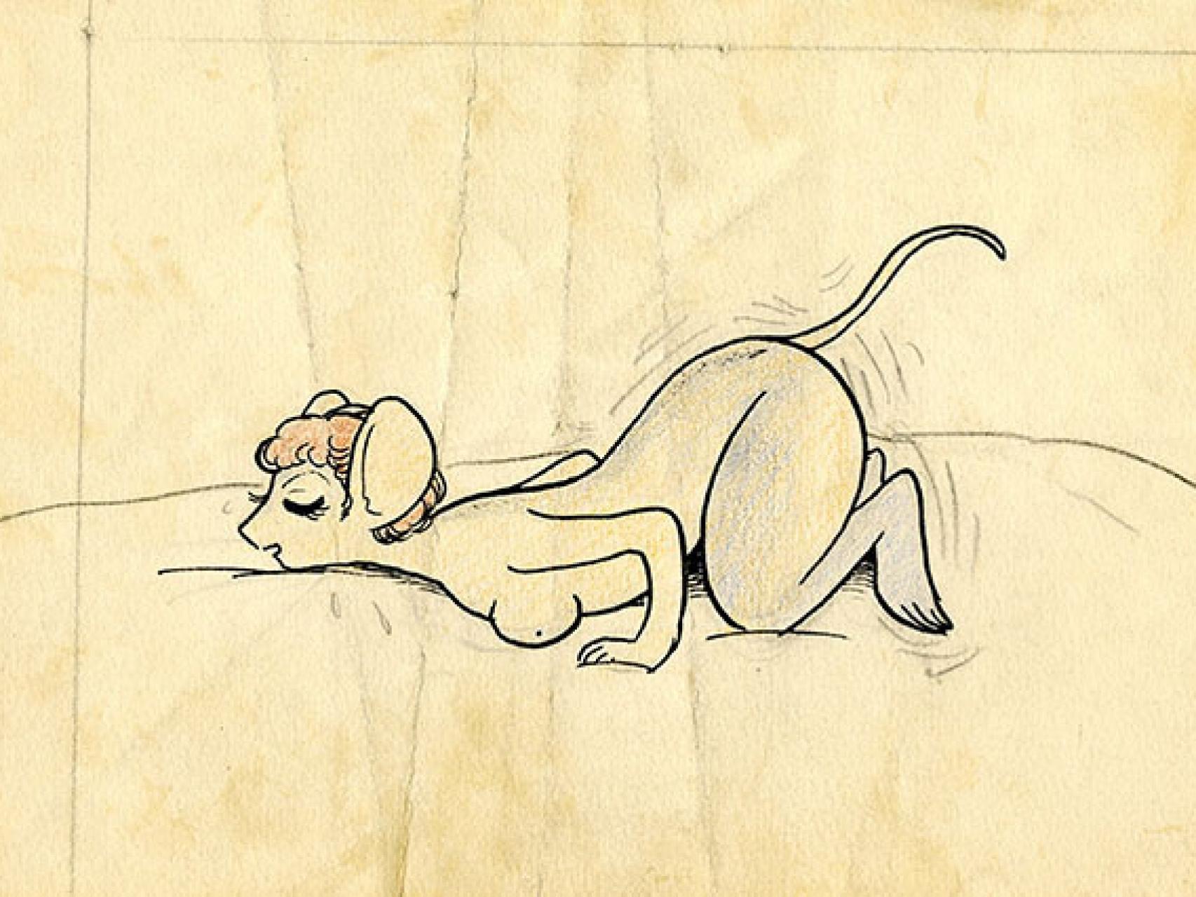 Una de las ilustraciones eróticas de Osamu Tezuka.