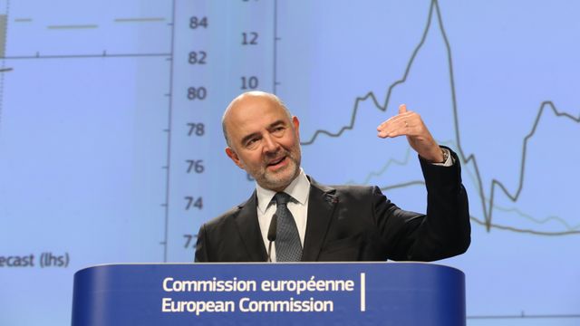 El comisario de Asuntos Económicos, Pierre Moscovici, durante la presentación de las previsiones de otoño