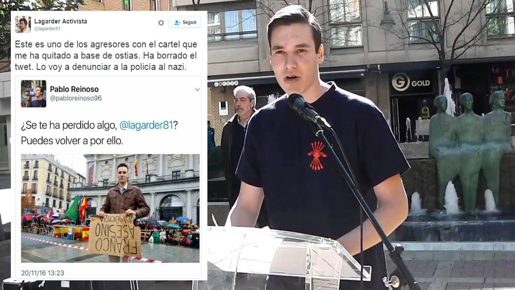 Pablo Reinoso en el acto en el que justificó el asalto de los falangistas al centro Blanquerna.