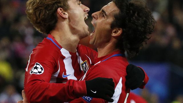Griezmann y Tiago celebran el segundo gol.