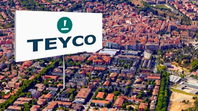 Vista aérea de Sant Cugat con un cartel de la constructora Teyco.