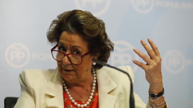 Rita Barberá durante la rueda de prensa en la que anunció que no dimitía