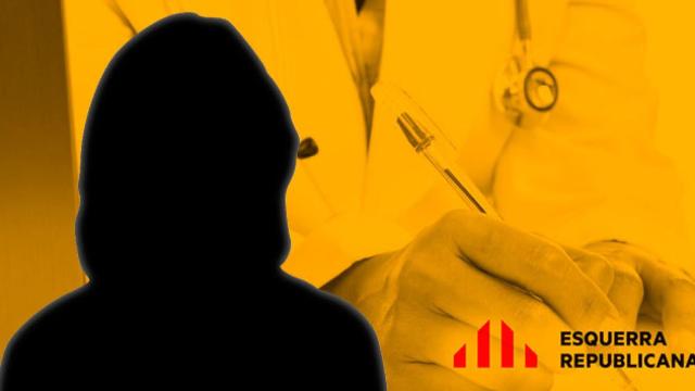 Silueta de una mujer ante un cartel publicitario de ERC.