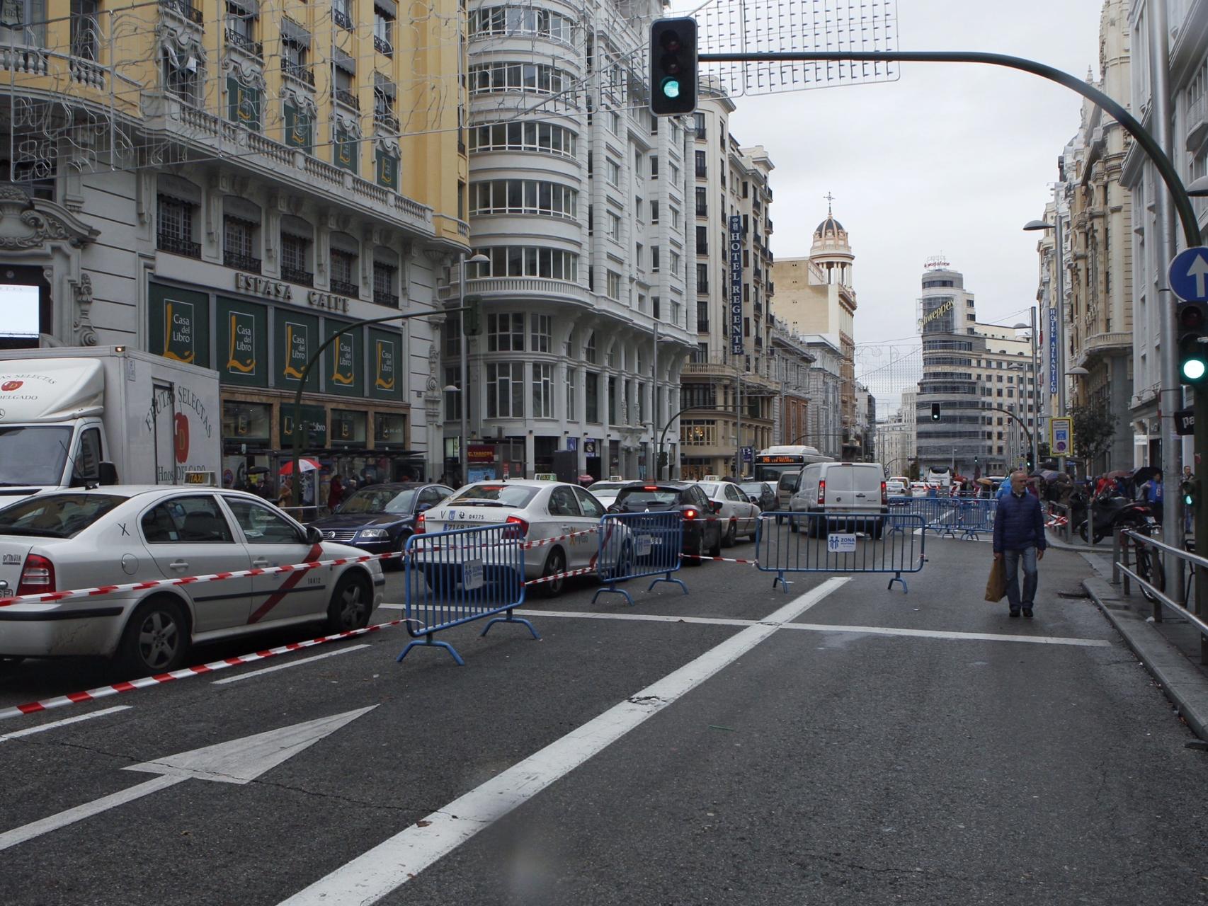La Gran Vía, durante los cortes de estas Navidades.