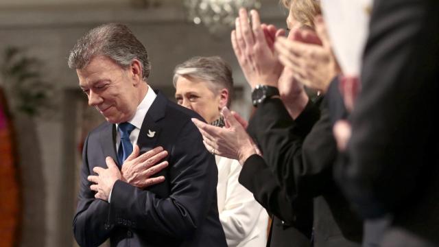 Juan Manuel Santos, en la recogida del premio Nobel de la Paz.